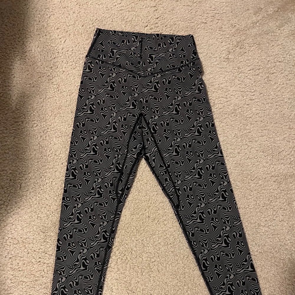 Balance Athletica Black Leggings with White Swirl Print